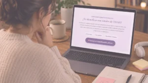 Persona adulta respondiendo un test orientativo de TDAH en adultos pensando Tengo TDAH o soy distraído